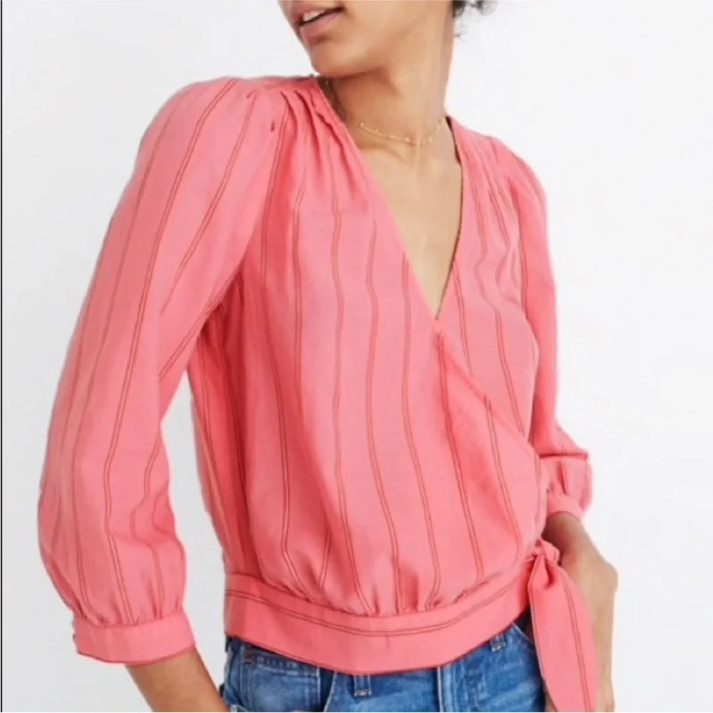 MADEWELL Wrap Top in Cecilia Stripe - Picture 1 of 7
